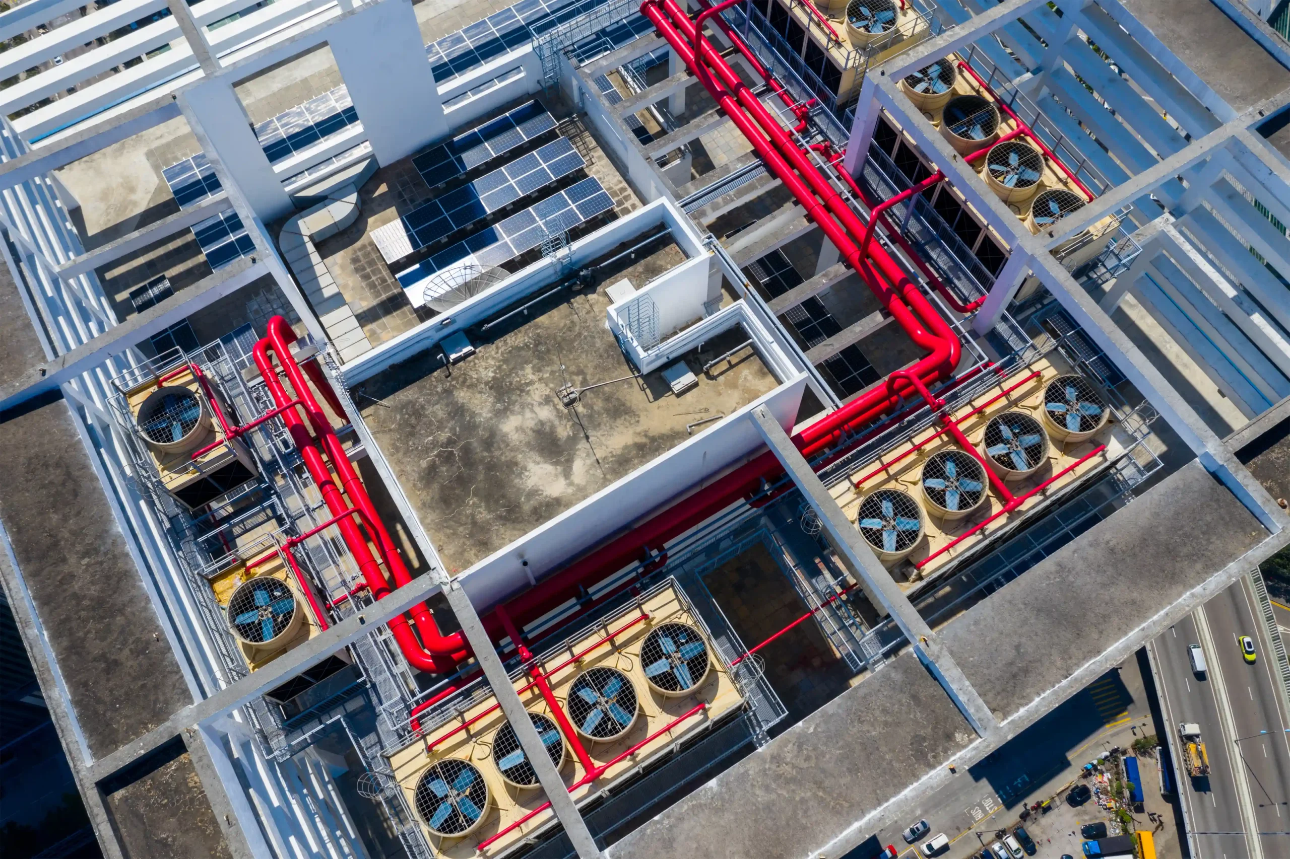 Rooftop solar panels and industrial energy infrastructure